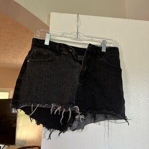 SHEIN Black Distressed Denim Shorts